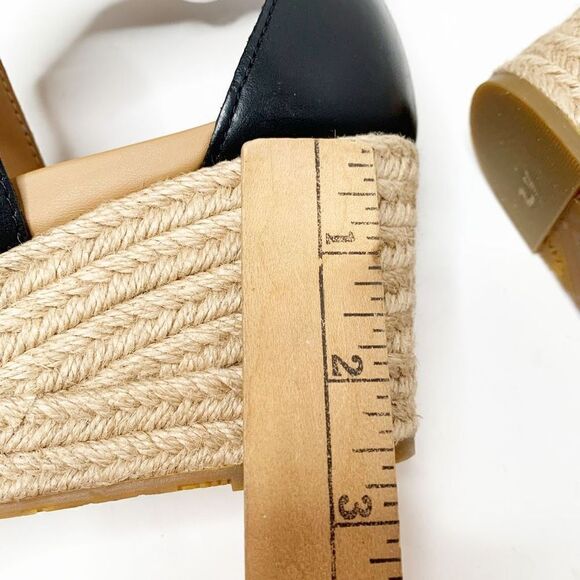 Ugg Hylda Black Leather Strappy Espadrille Wedge Sandals Ankle Buckle Women’s 11 - Picture 7 of 10